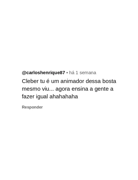 Comentário de seguidor pedindo um curso de animação 1