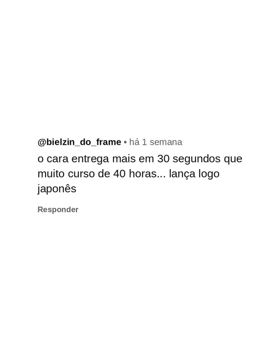 Comentário de seguidor pedindo um curso de animação 2