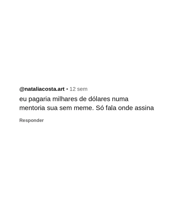 Comentário de seguidor pedindo um curso de animação 3