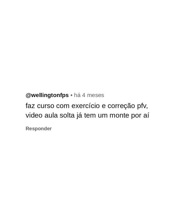 Comentário de seguidor pedindo um curso de animação 8