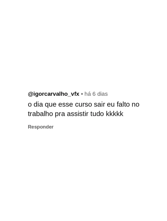 Comentário de seguidor pedindo um curso de animação 11